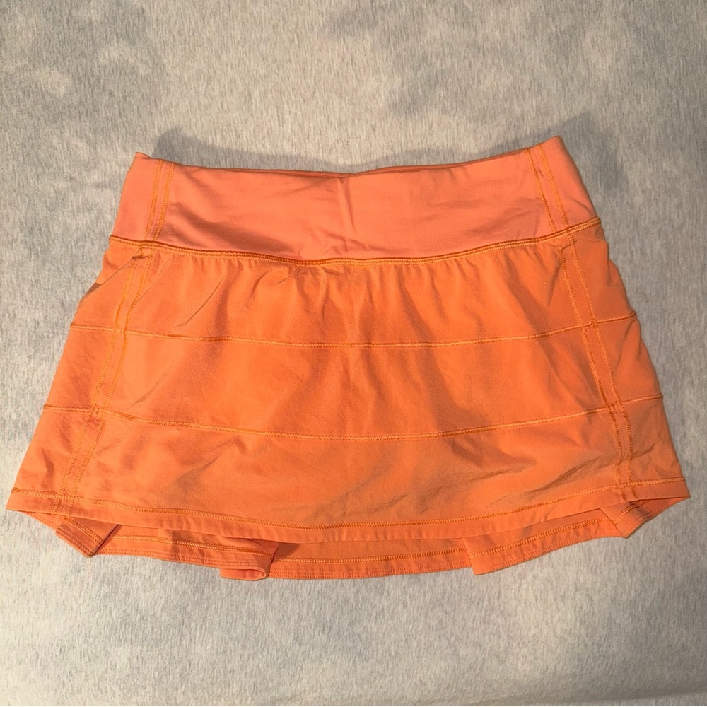 EUC Lululemon Sunset Orange Pace Rival Skirt